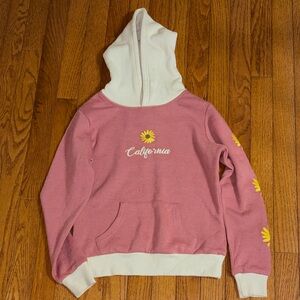 Reflex Pink and White Kids Hoodie with Sunflower Design